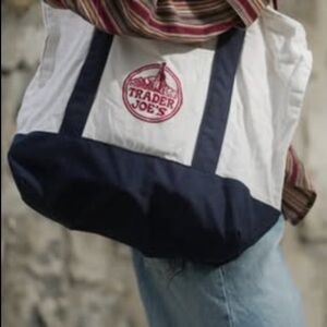Trader Joe's Navy and White Tote Bag